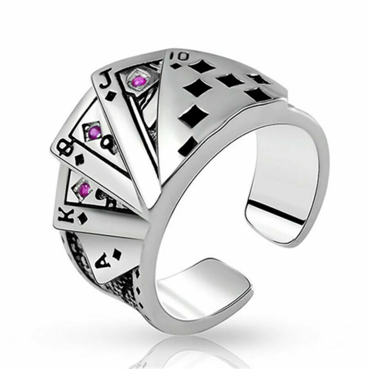 Fashion Women Personality Silver Playing Card Adju