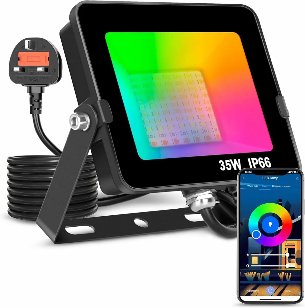 LED Floodlight Outdoor or Indoor 35W Smart RGB Col
