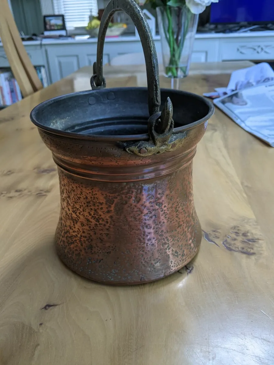 Antique Copper & Brass Pot - Image 1
