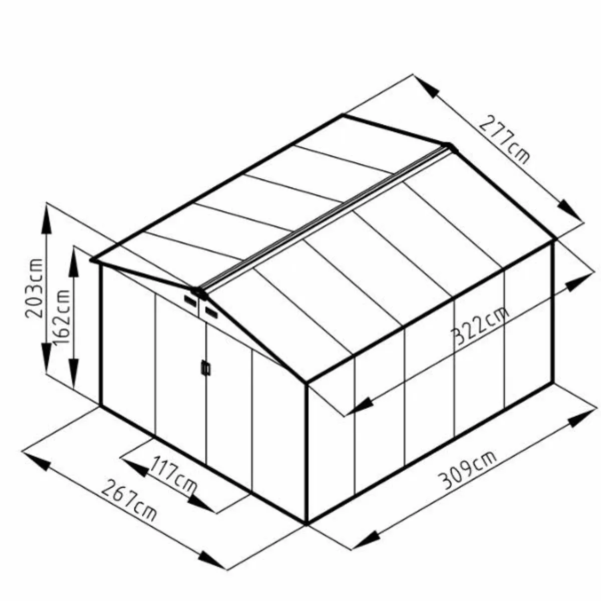 Apex Roof Metal Garden Shed – 9x10FT - Image 2