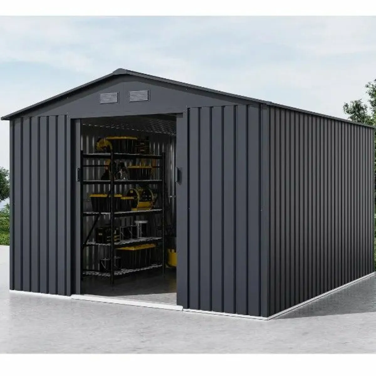 Apex Roof Metal Garden Shed – 9x10FT - Image 1