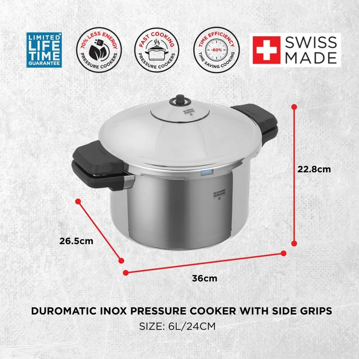 Pressure Cooker Duromatic Inox 6L/24cm Food - Image 2