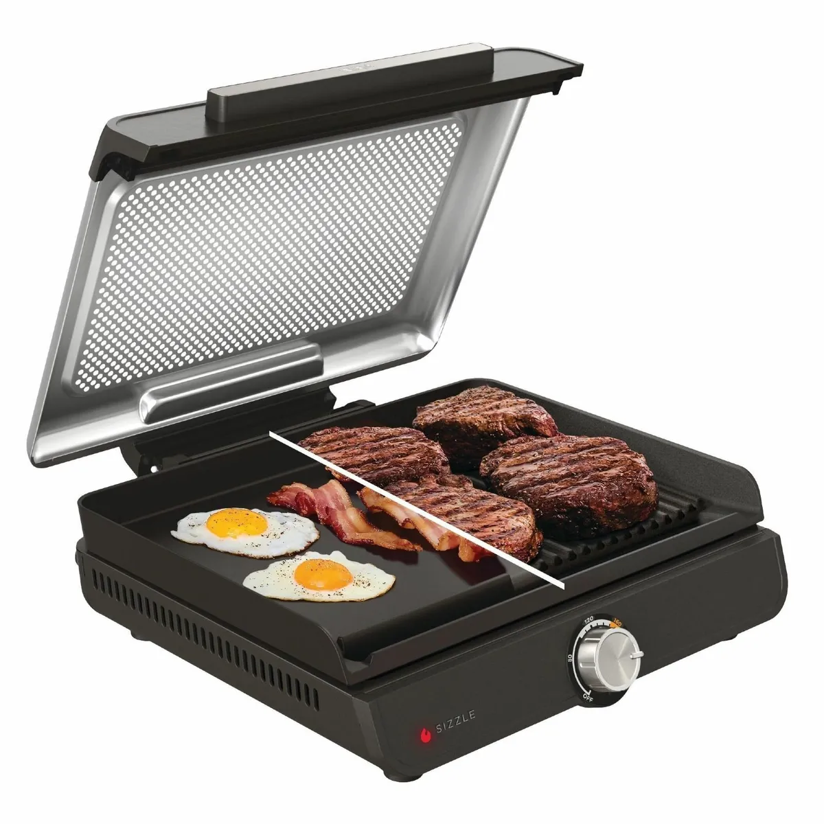 Sizzle Low Smoke Electric Indoor Grill Flat Plate - Image 1