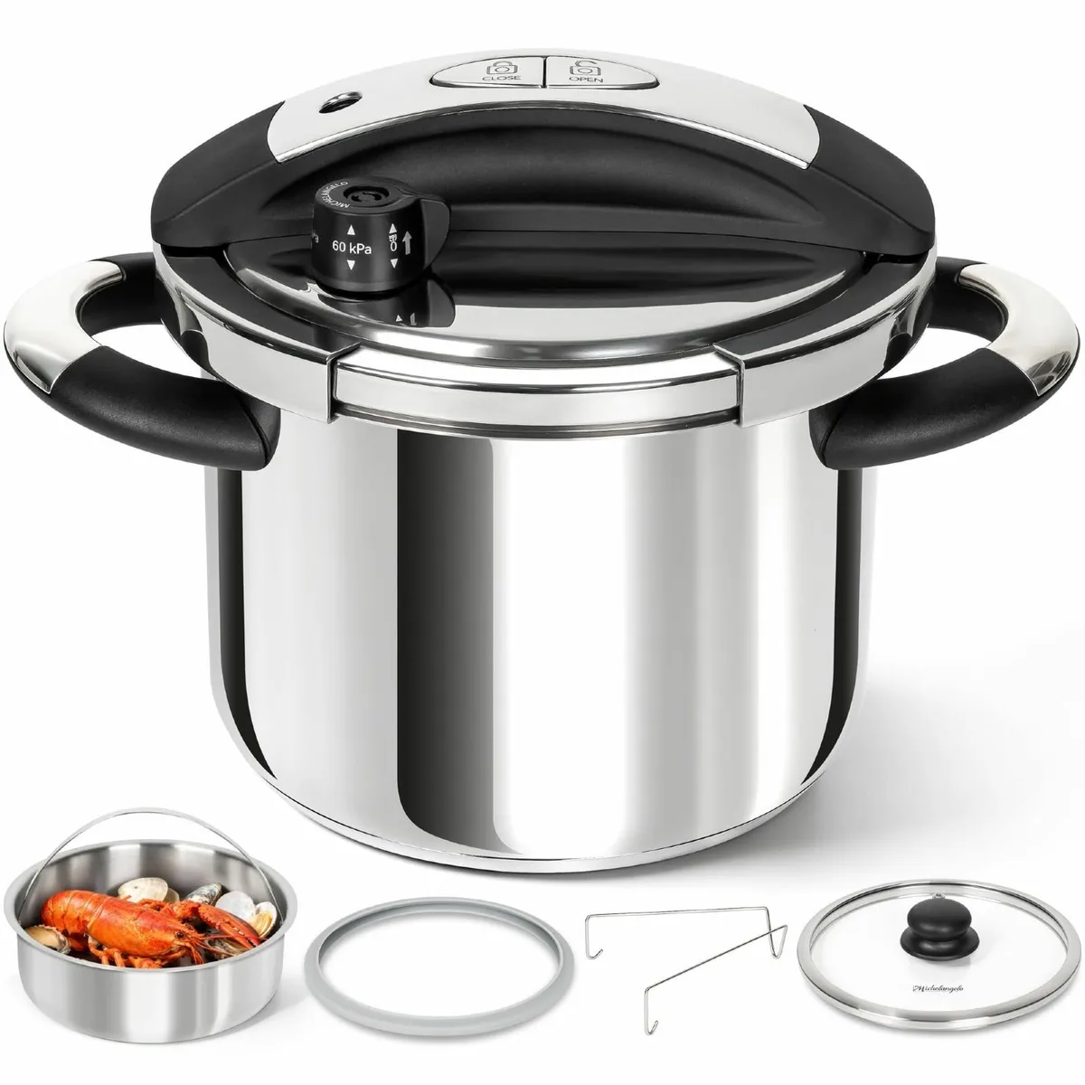 Stainless Steel Pressure Cooker 5L 3-in-1 Large - Image 1