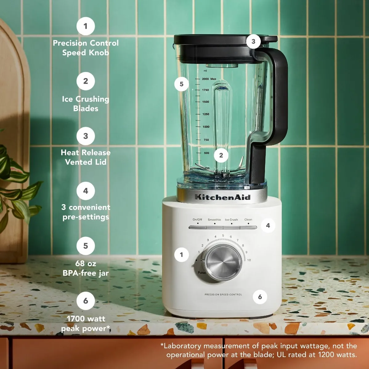 Pure Power Blender 1200W 2.1L Porcelain White - Image 4