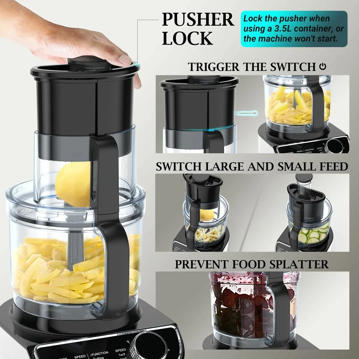 Multifunctional Food Processor 1300W 3 Speeds and - Image 3