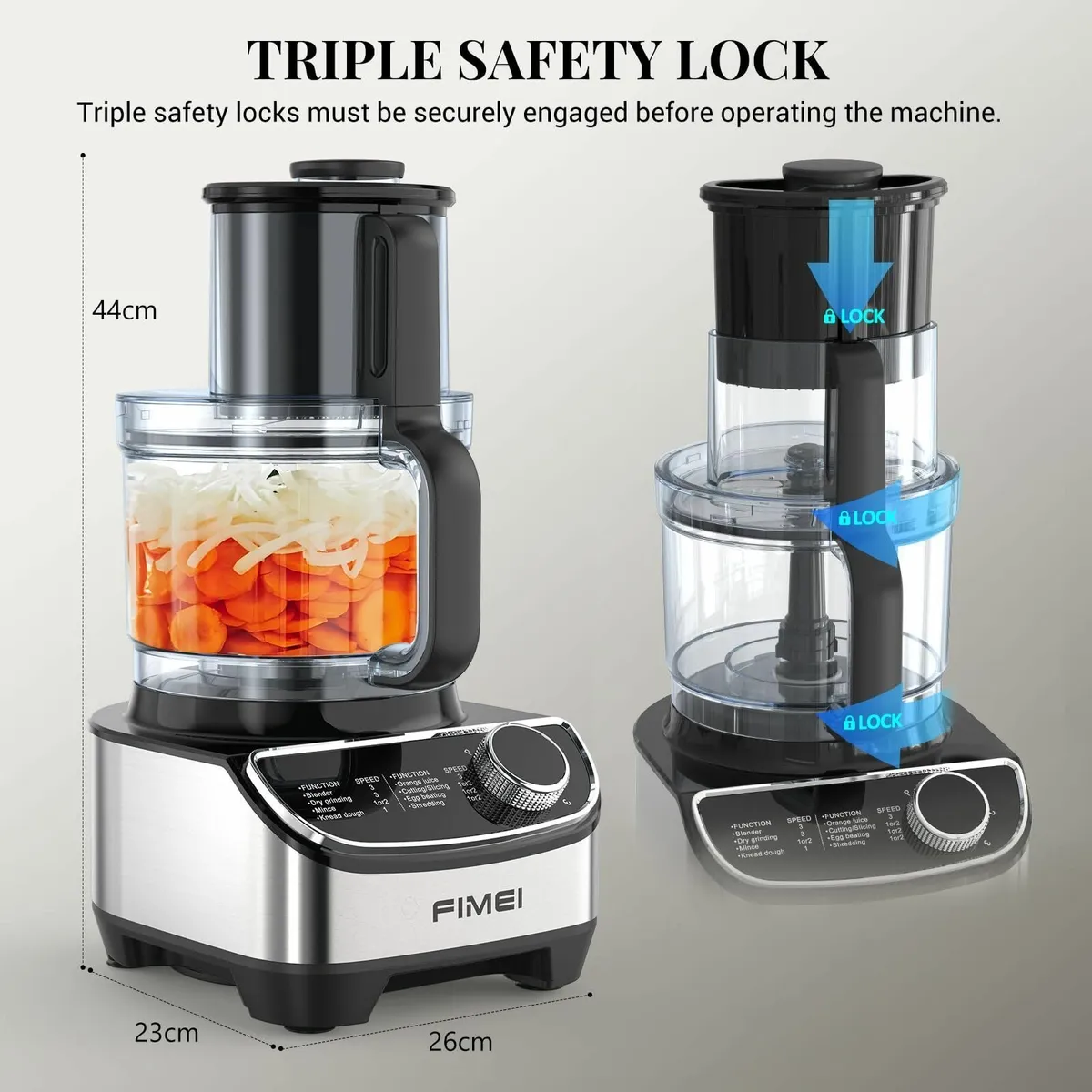 Multifunctional Food Processor 1300W 3 Speeds and - Image 2