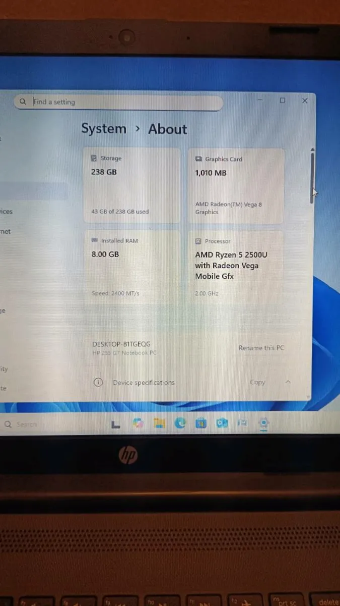 Hp 255 G7 8Gb Ryzen 5 - Image 2
