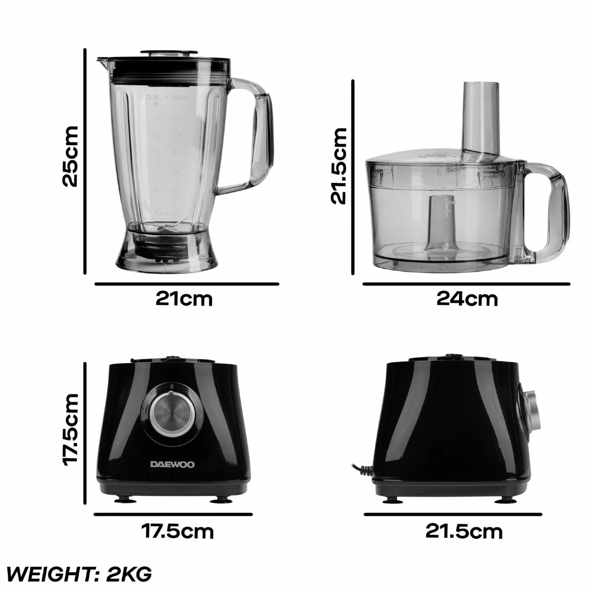 SDA2100 750W Plastic Compact Food Processor with - Image 3