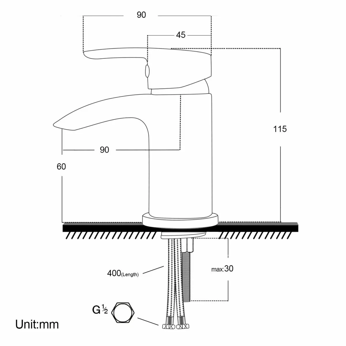Bath Tap and Basin Mixer Set with Slotted Pop up - Image 2