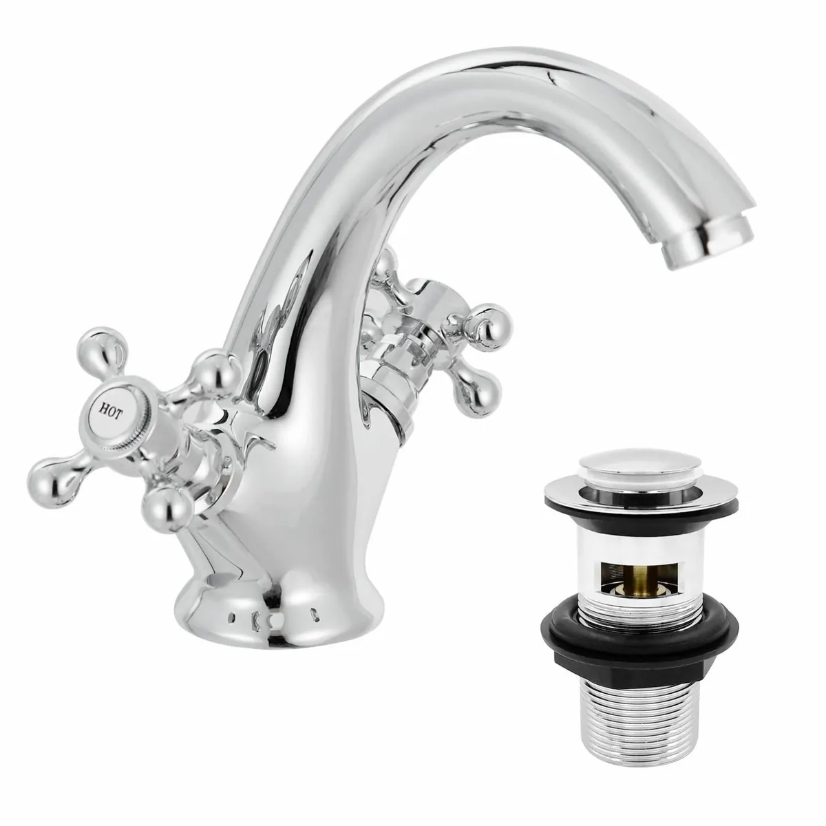Victoria Bathroom Sink Tap for Basin with Pop Up - Image 1