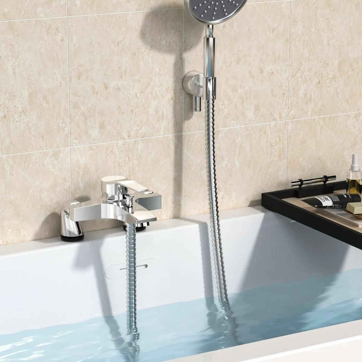 Bath Mixer Taps Modern Single Lever Shower Filler - Image 2