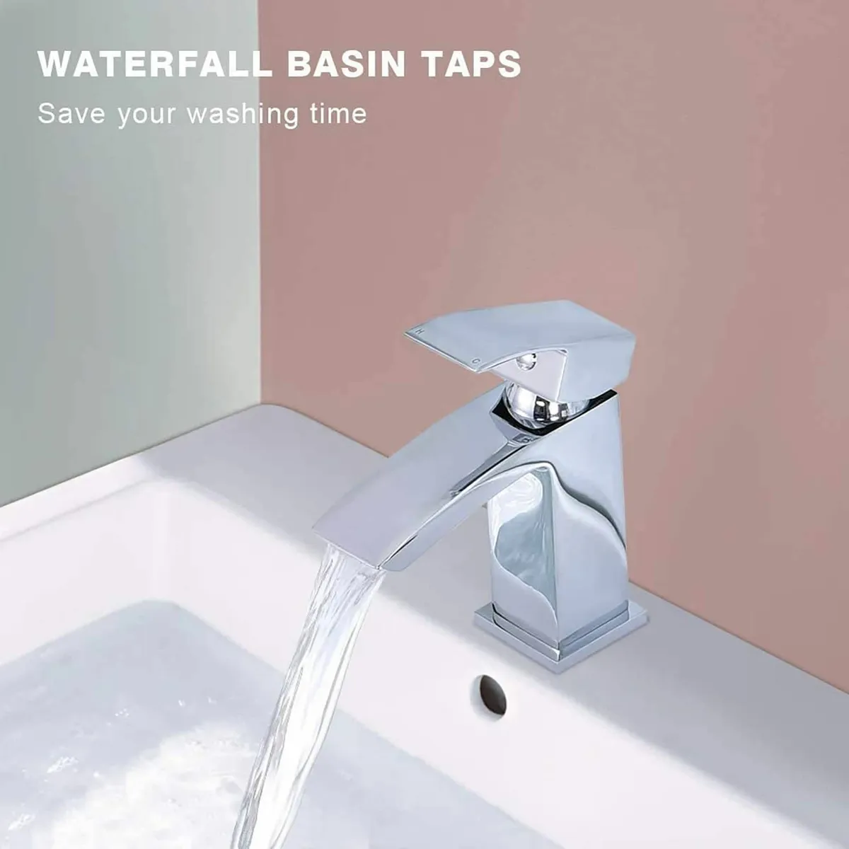 Bathroom Waterfall Basin Taps with Pop Up Waste - Image 4