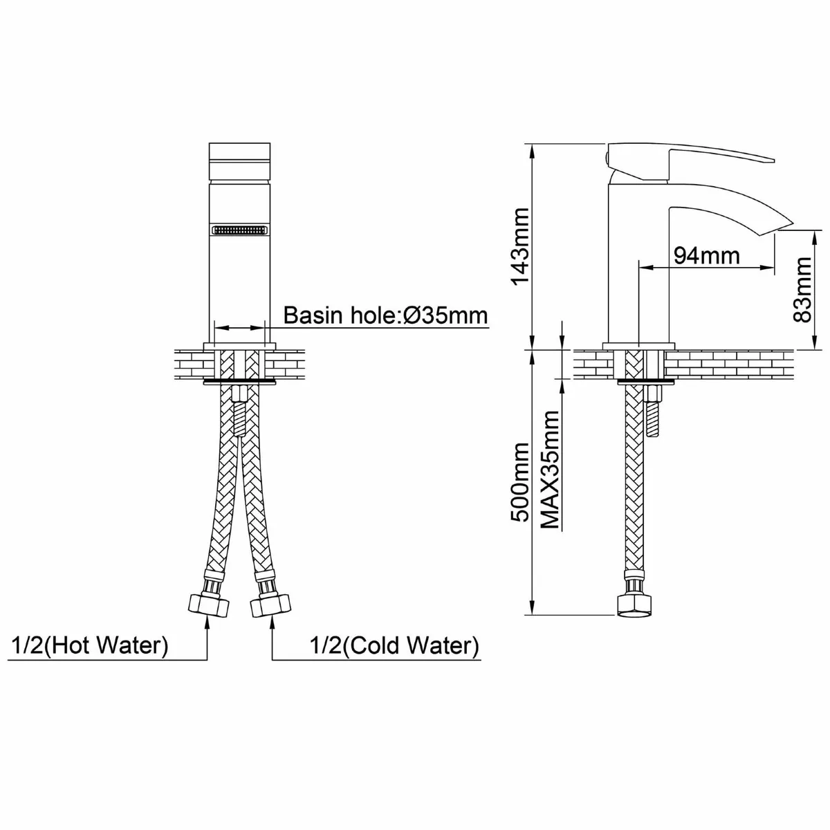 Waterfall Brushed Gold Bathroom Taps with Pop Up - Image 2