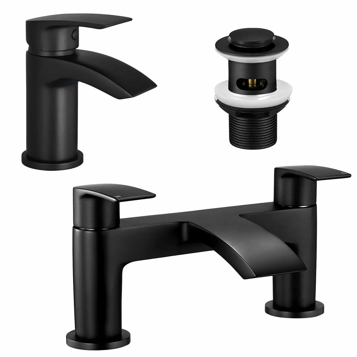 Bath and Basin Mixer Taps Set with Pop up Slotted - Image 1
