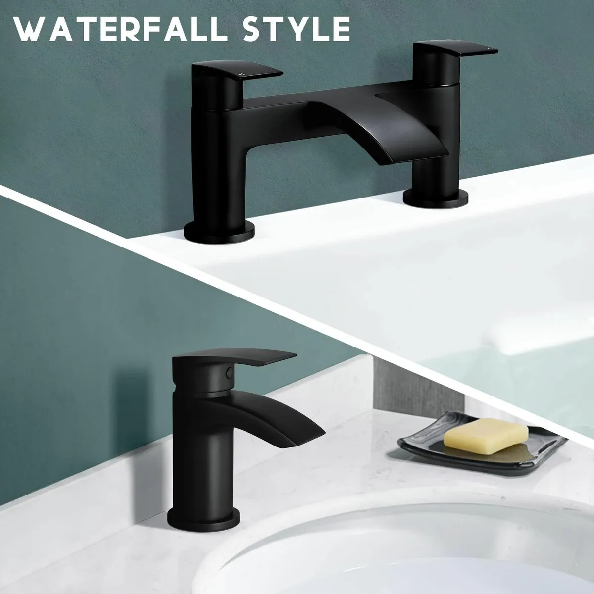 Bath and Basin Mixer Taps Set with Pop up Slotted - Image 3