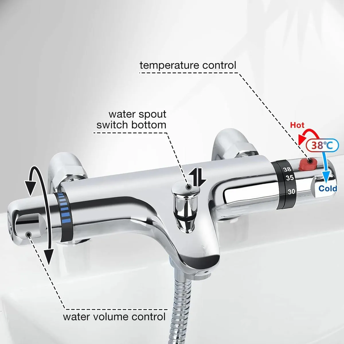Thermostatic Bath Shower Mixer Tap Deck Mounted - Image 4