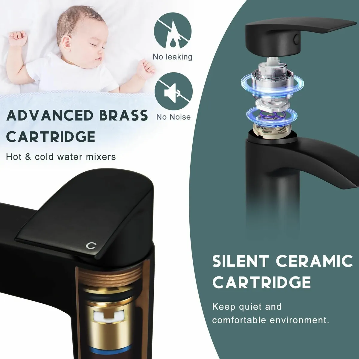 Bath and Basin Mixer Taps Set with Pop up Slotted - Image 4