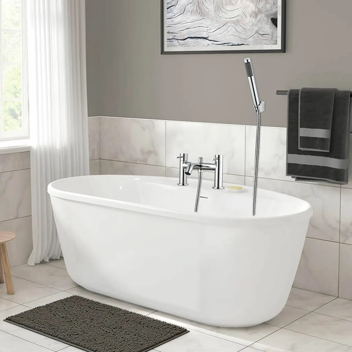 Bath Taps with Handheld Shower Head Faucet Mixer - Image 2