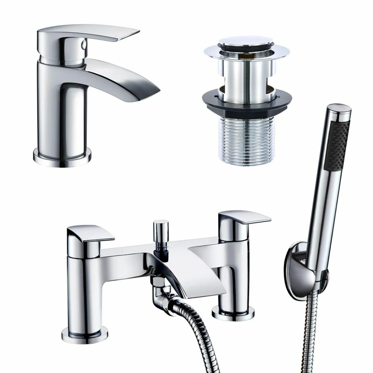 Basin and Bath Mixer Taps with Shower Attachment - Image 1