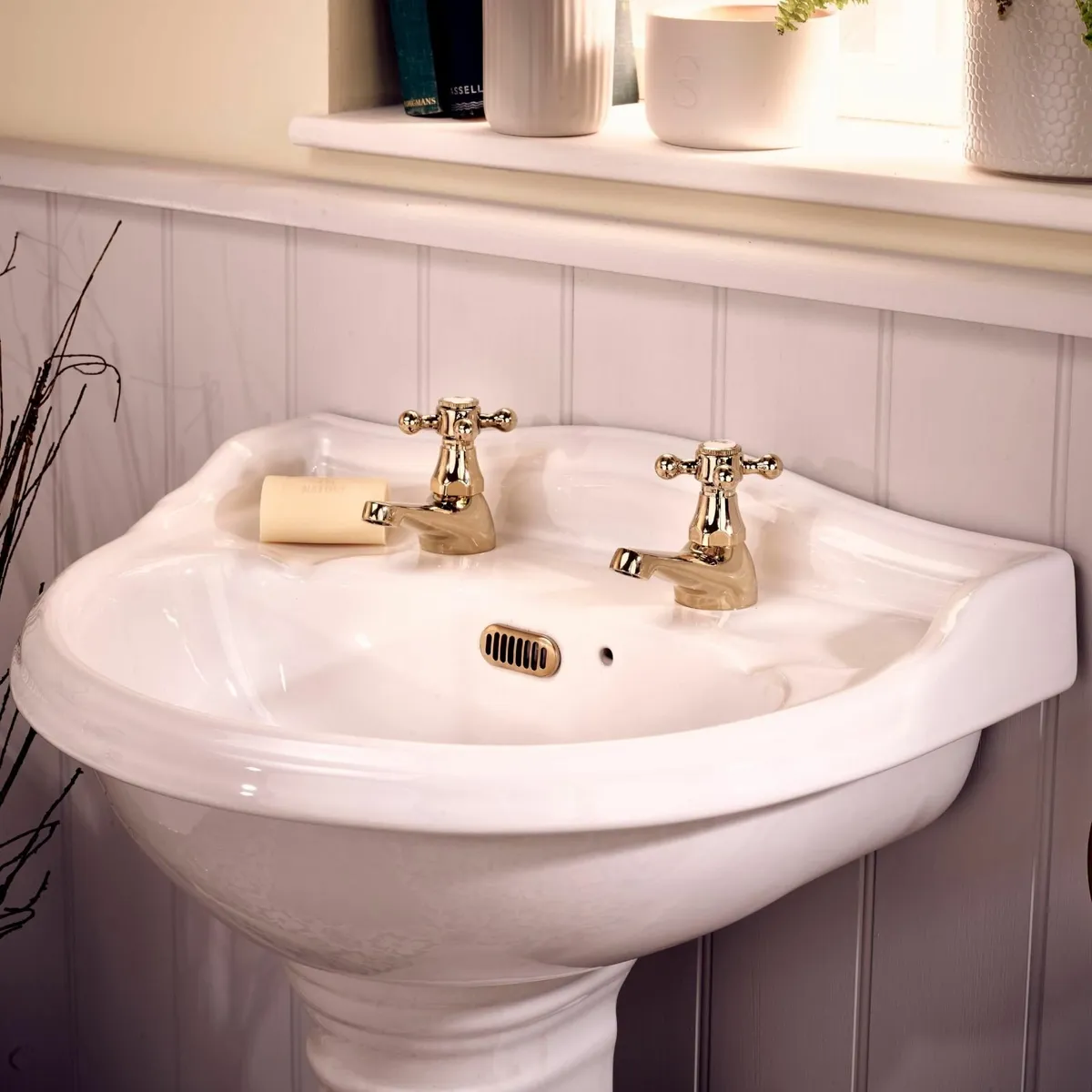 Tudor Basin Taps - Traditional Gold Brass - Image 2