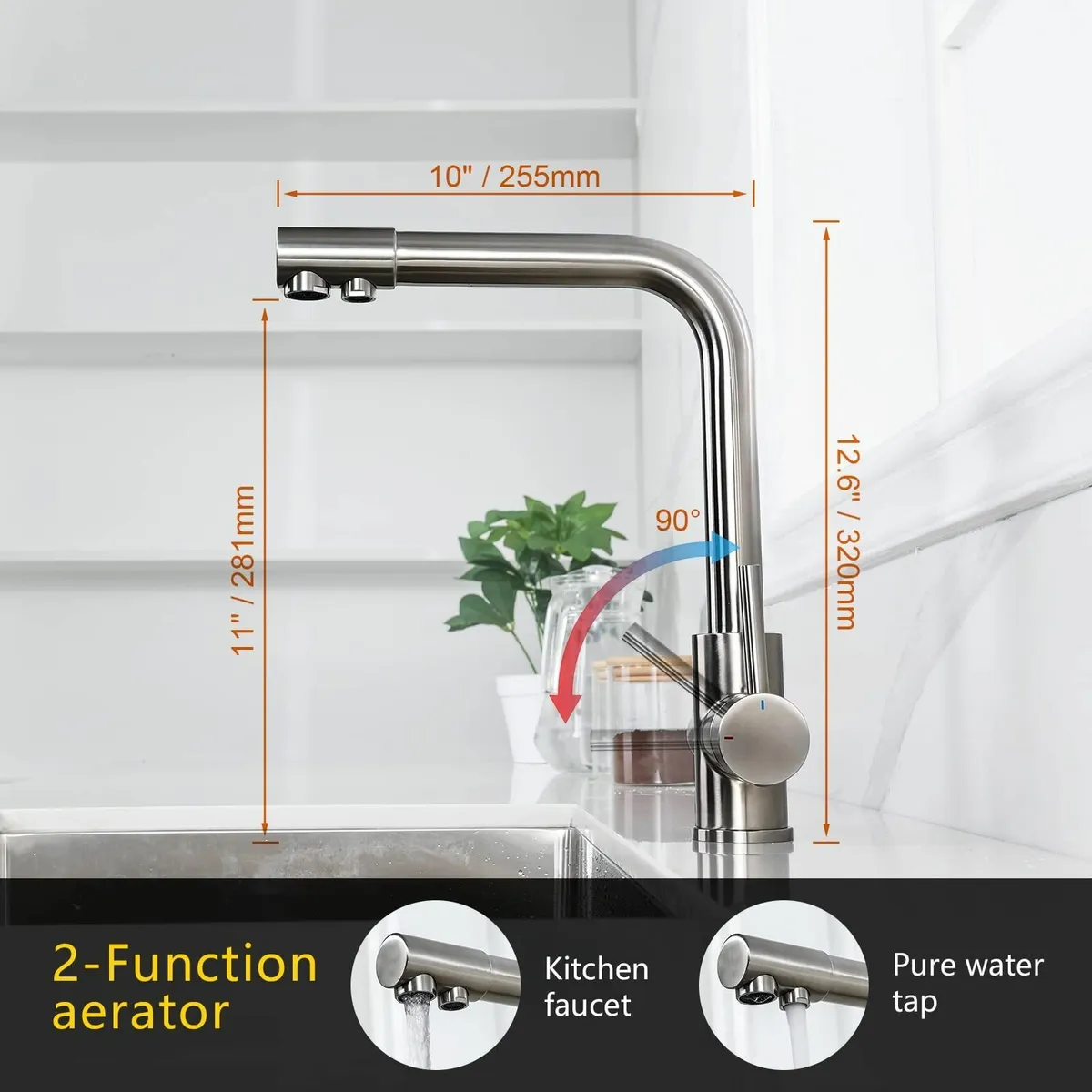 M22109A 3 Way Water Filter Tap Kitchen Drinking - Image 2
