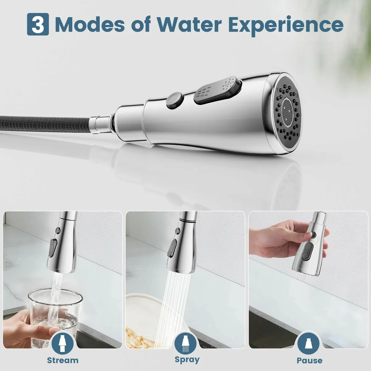 Monobloc Dual Lever 360degreesSwivel Kitchen Sink - Image 3