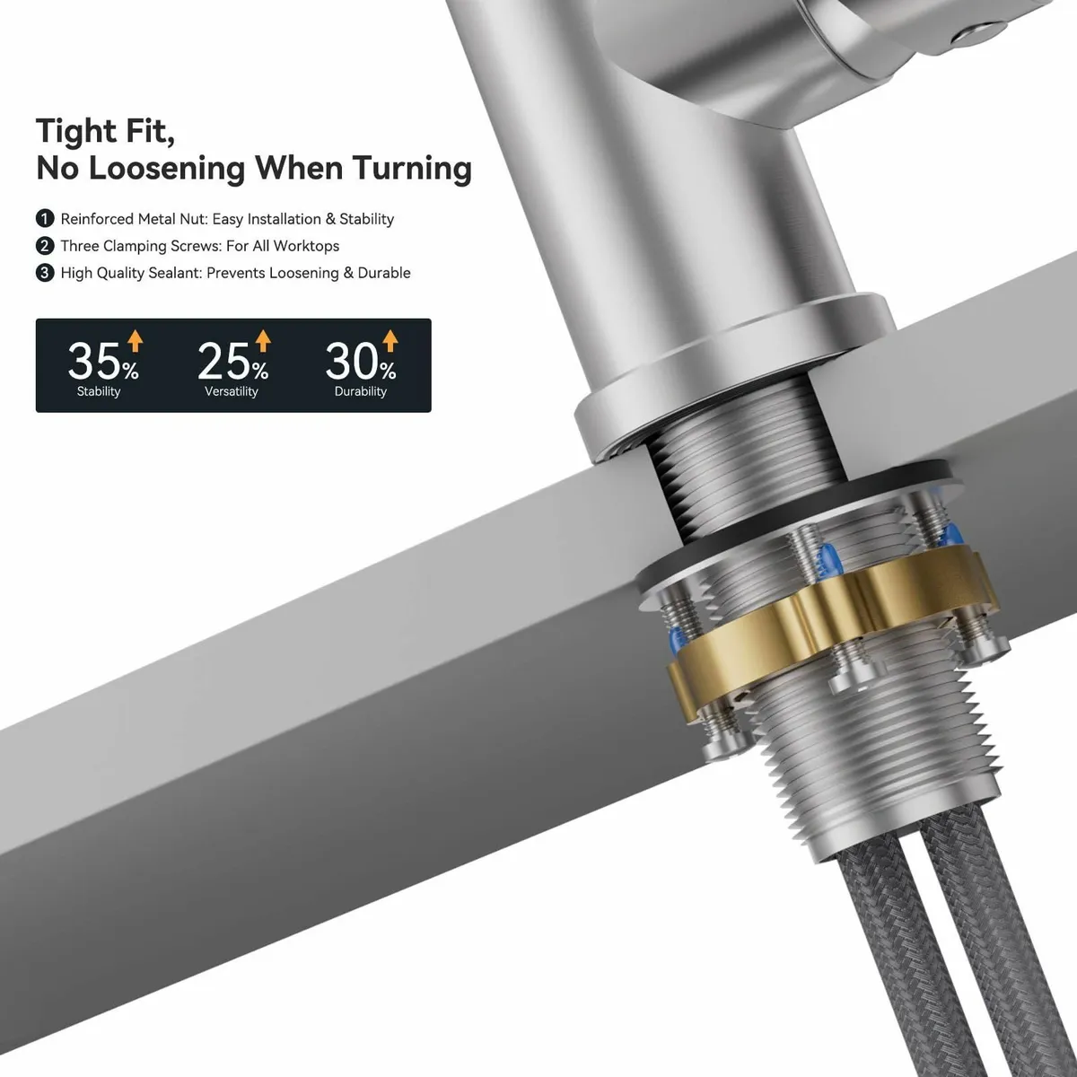 Kitchen Tap Mixer with Pull-Out Sprayer 2 Modes - Image 4