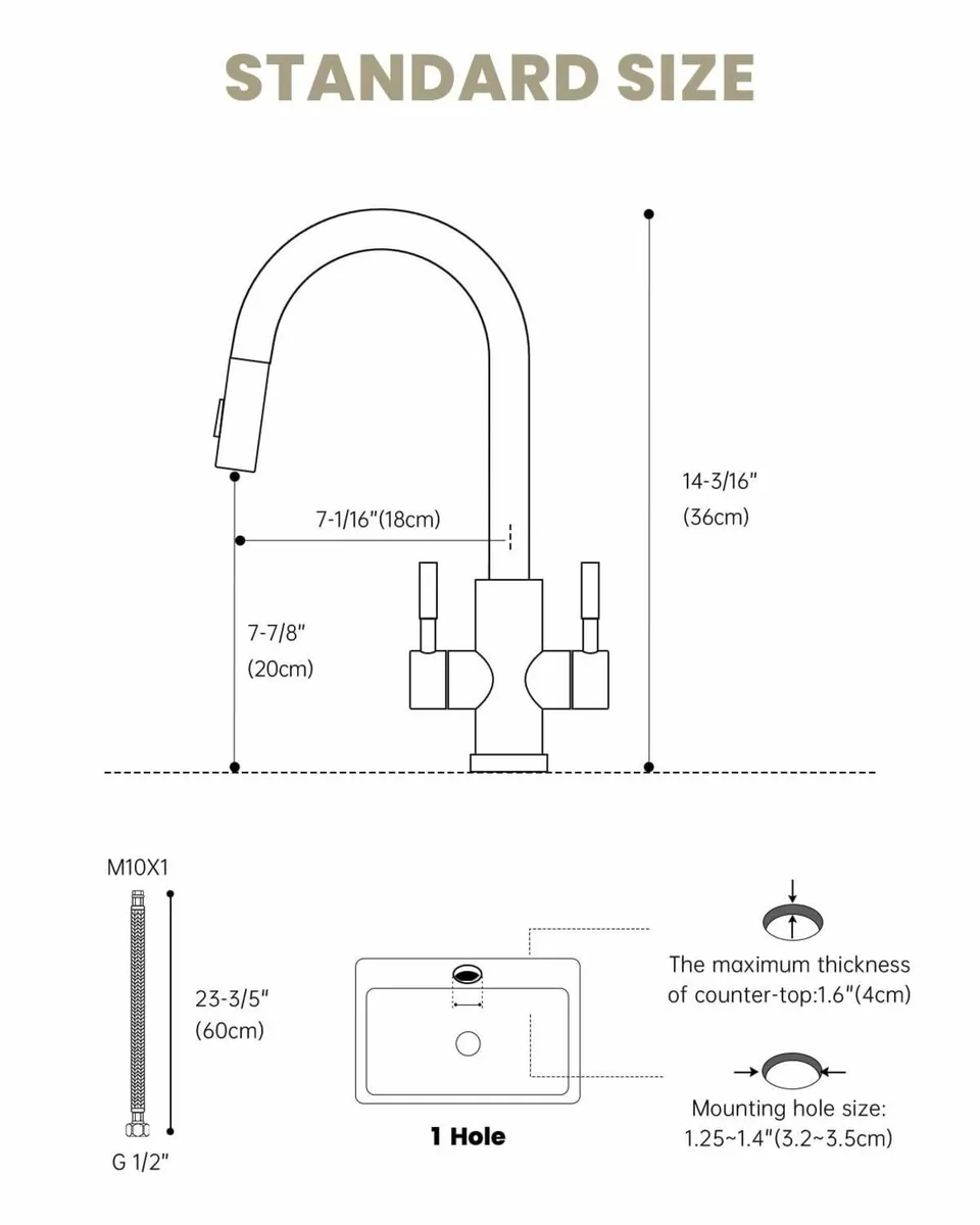Kitchen Tap Dual Lever WRAS Certified Hoses - Image 3