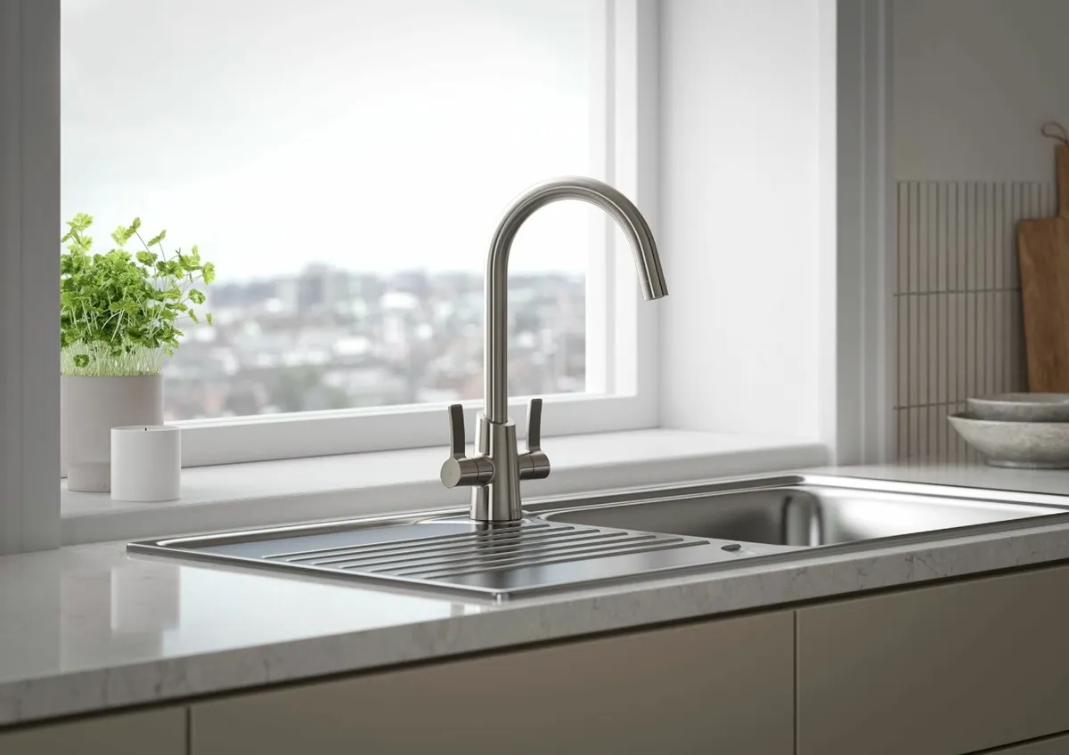 Acorn Easyfit Kitchen Sink Mixer Stainless Steel - Image 2