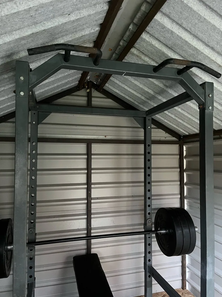 Rack / Olympic bumpers / barbell / bench - Image 2