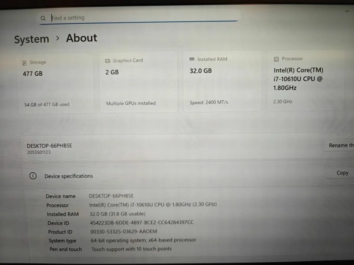 Lenovo Thinkpad P14s Gen 1 | i7 | 32GB | 14" Touch - Image 2