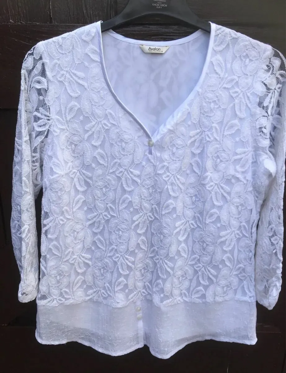 Avalon Lined Lace Top, Size 14, SnAvalon Low White - Image 1