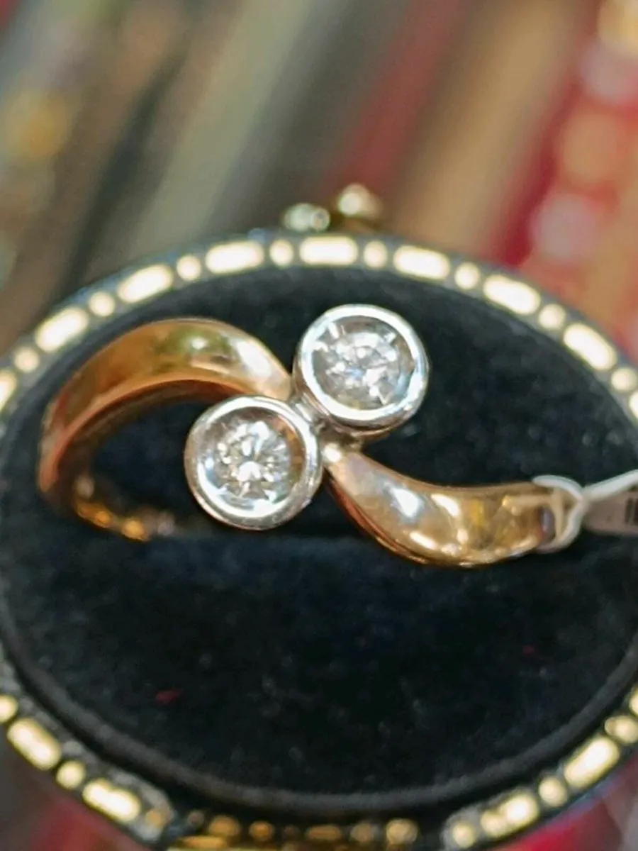 Vintage 14k Gold Diamond Toi et Moi Ring - Image 1