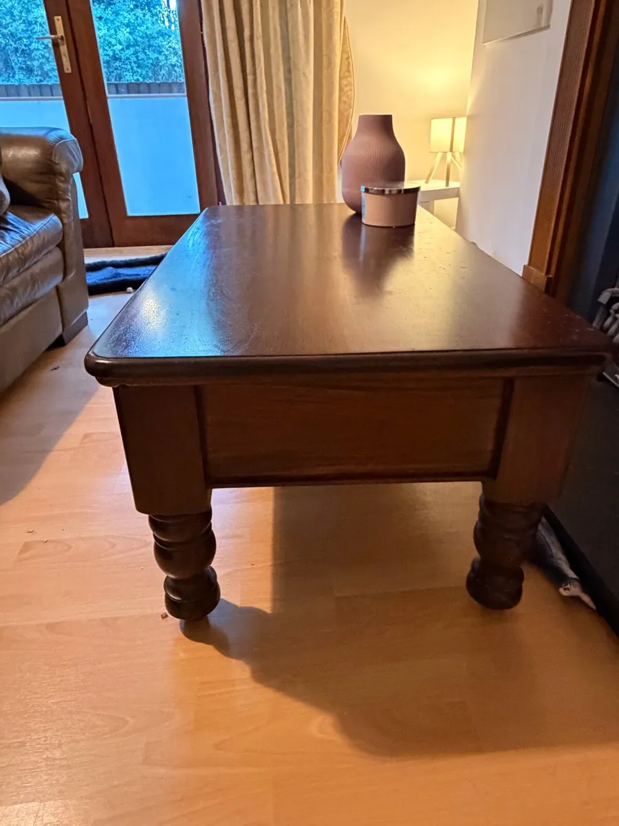 Wood Coffee Table with Drawers - Image 1