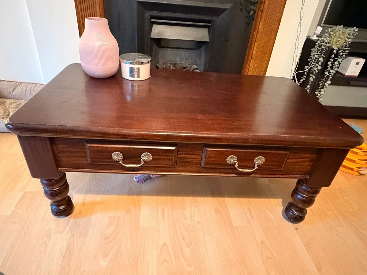 Wood Coffee Table with Drawers - Image 4
