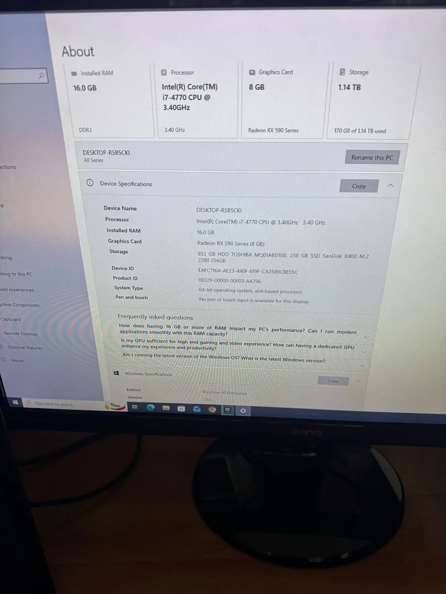 I7 game pc+ 27” led monitor - Image 3