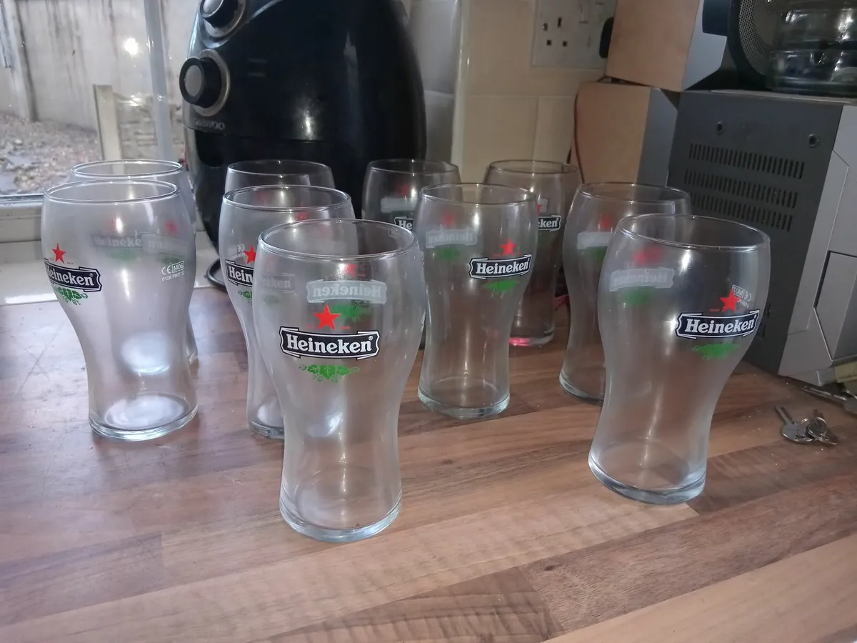 10 RETRO HEINEKEN PINT GLASSES