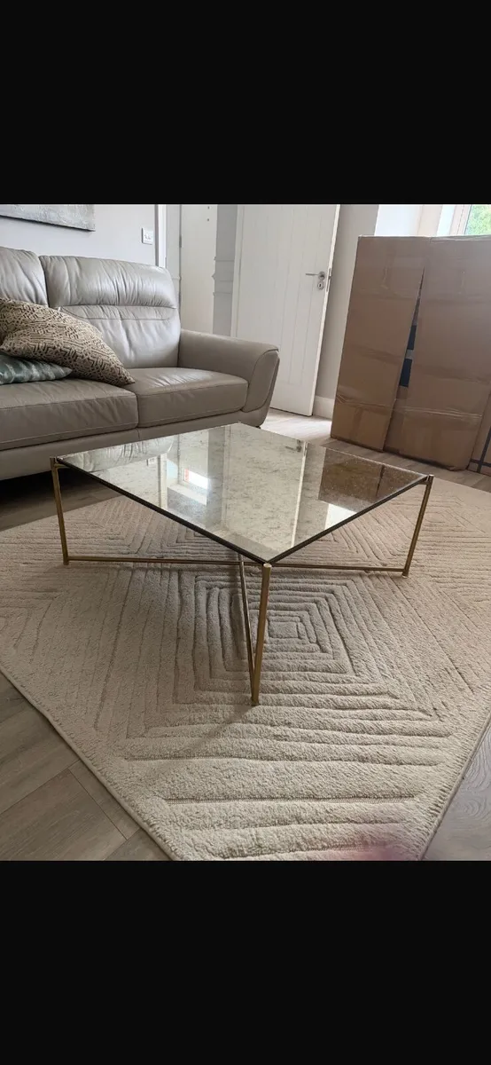 Glass & Gold Coffee Table. - Image 1