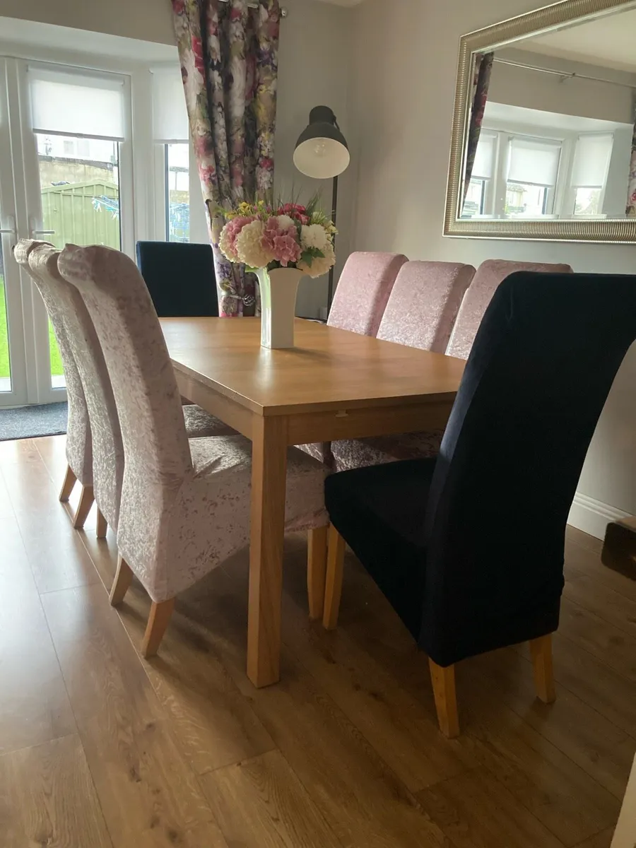 Dining room table and chairs.