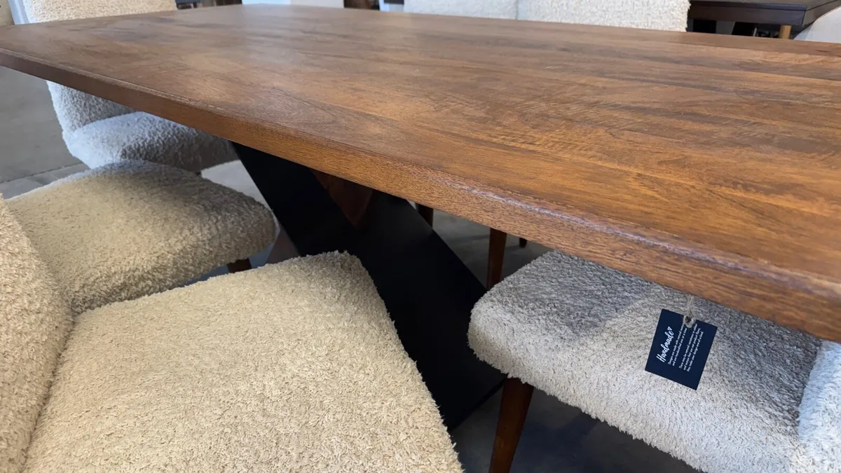 Handcrafted Wood Dining Table 200cm Ex Display - Image 2