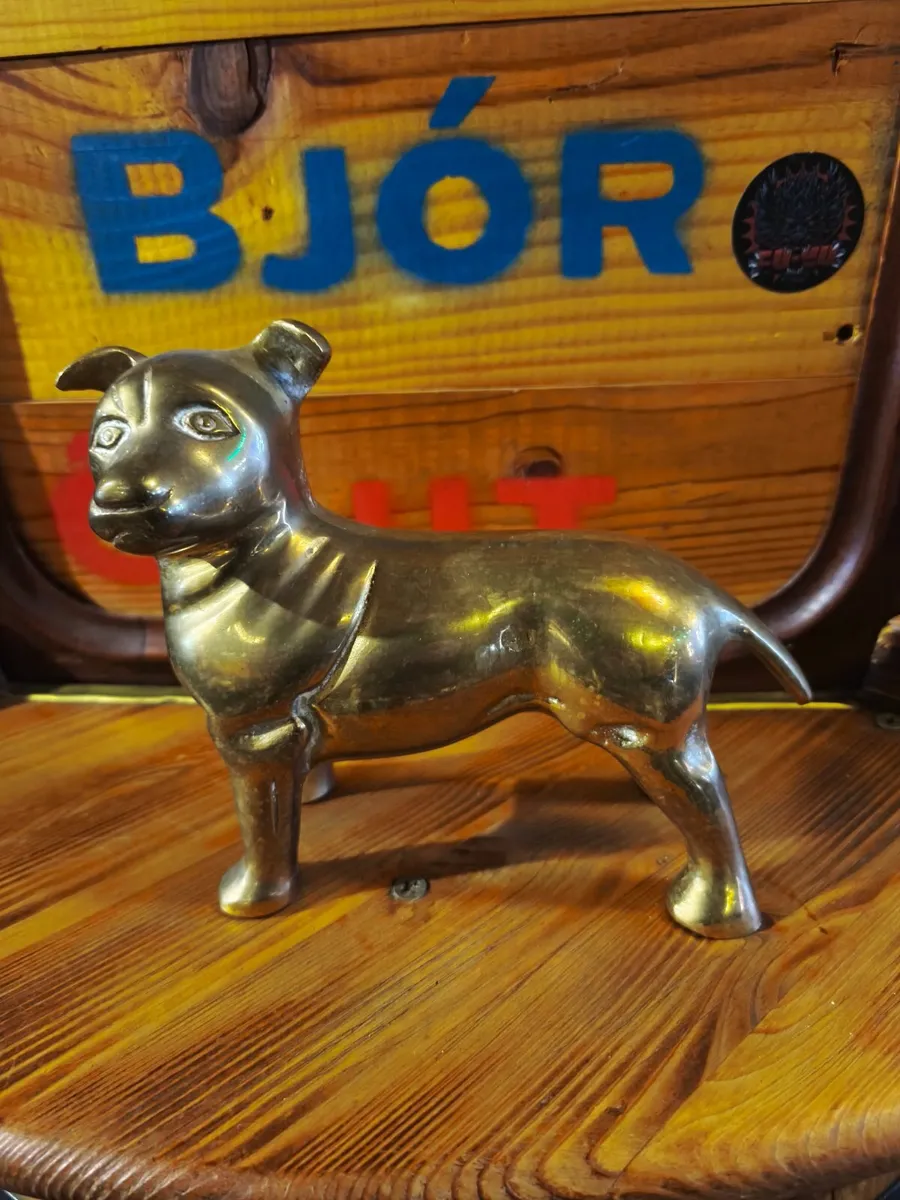 Large Brass Bull Terrier Figurine - Image 1