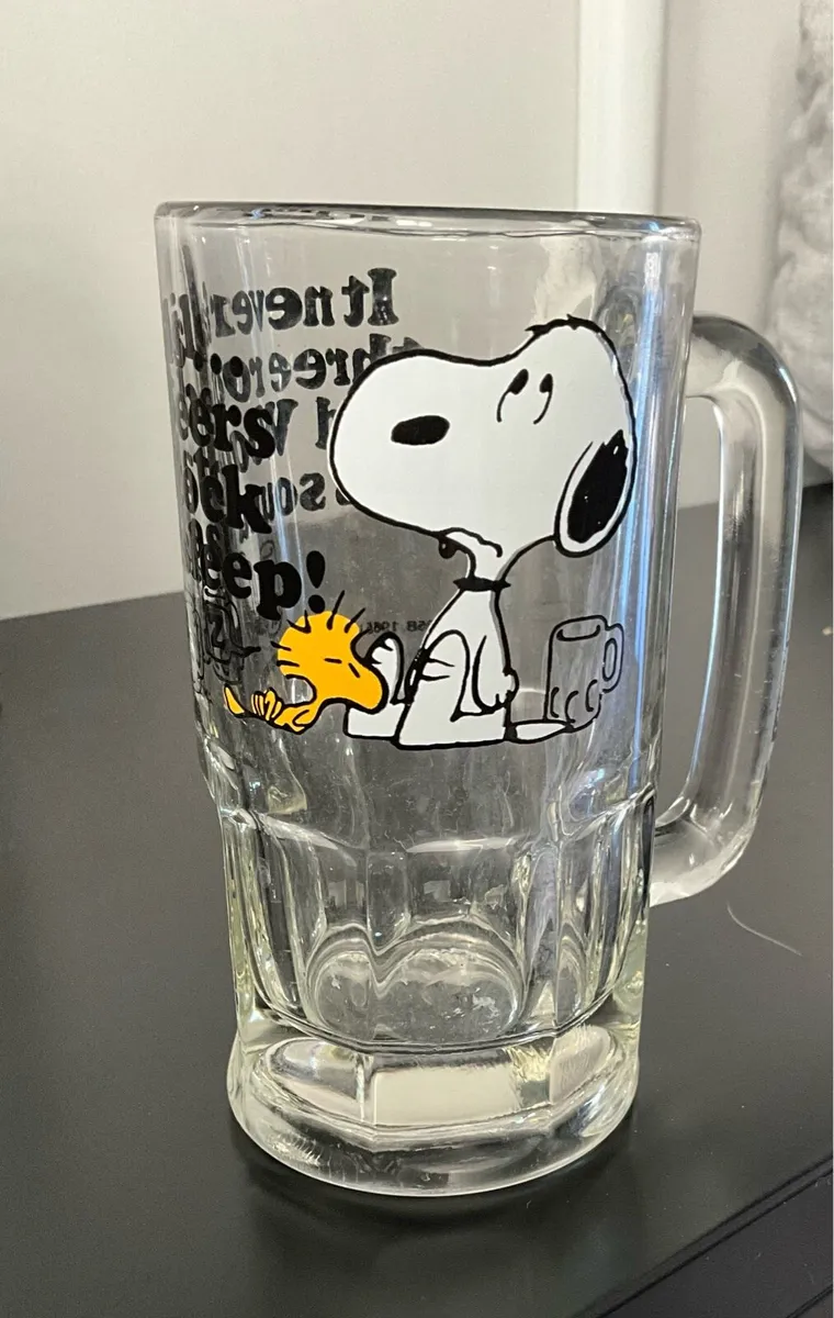 Vintage Snoopy Glass Tankard - Image 1