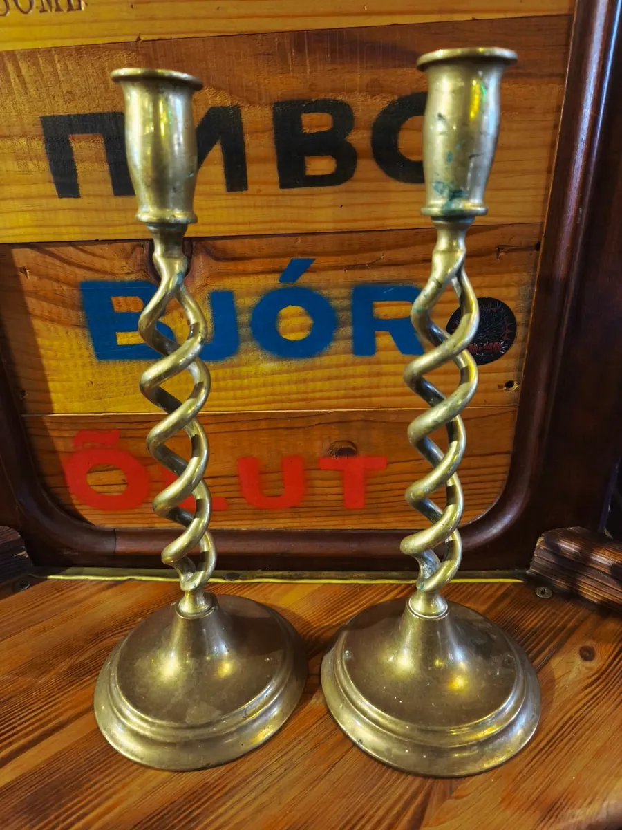 Brass Open Barley twist Candle Holders