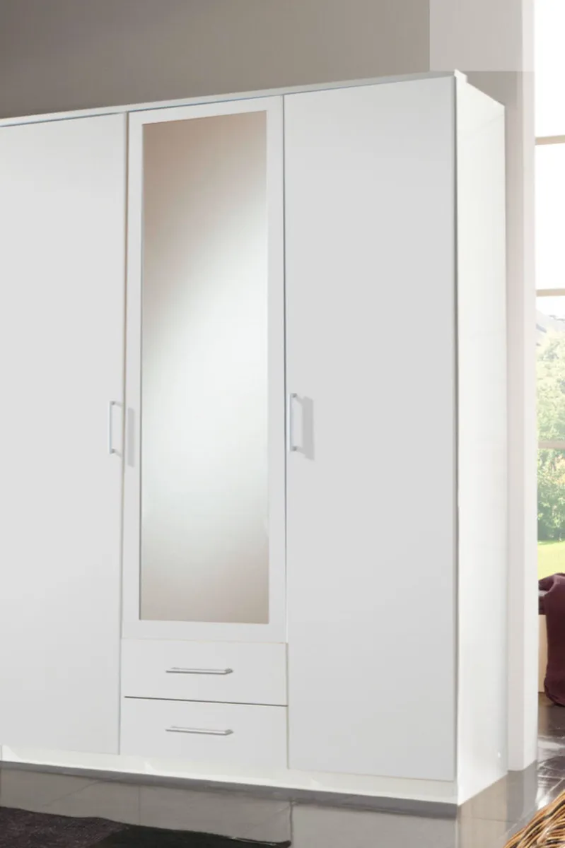 BRAND NEW WHITE 3 DOOR ALASKA WARDROBE WITH MIRROR - Image 1