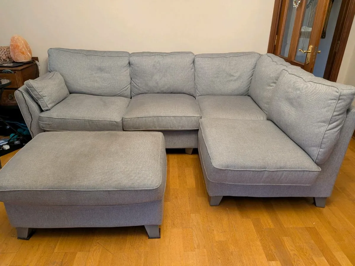 L shaped couch sofa with ottoman footrest - Image 1