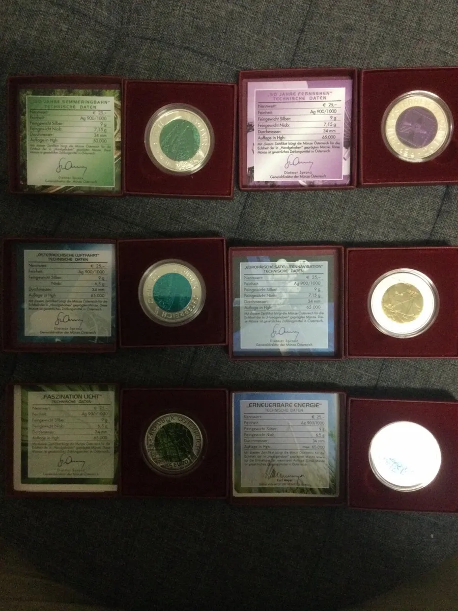 Silver/Niobium €25 coins from Austria - Image 1