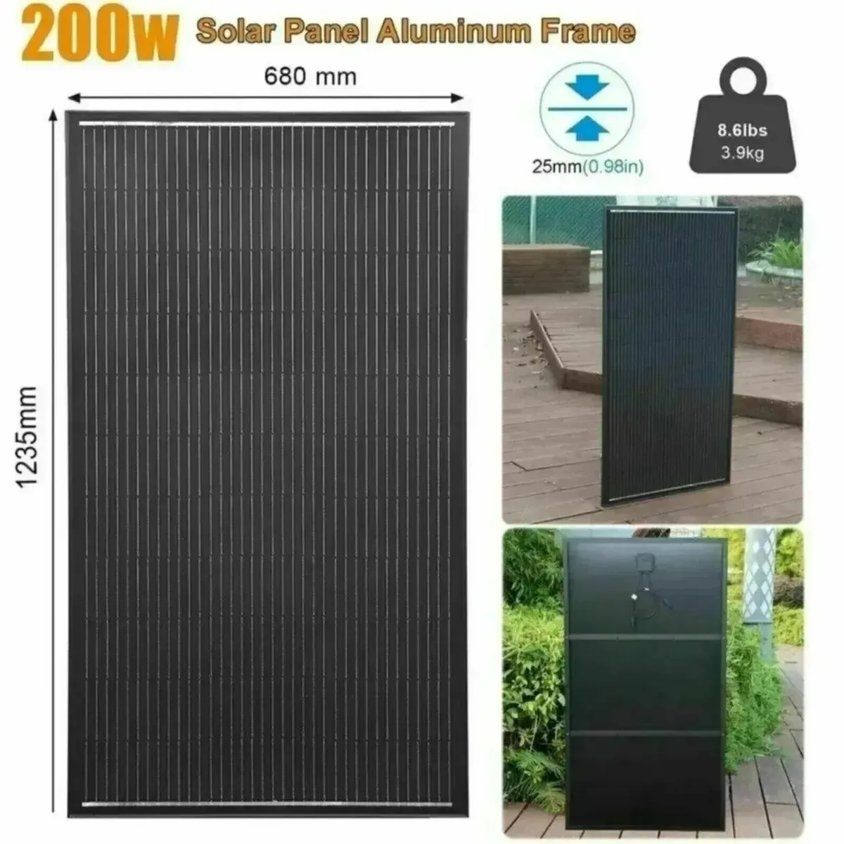 400W Solar Panel Kit 12V 2x200W Aluminum - Image 2
