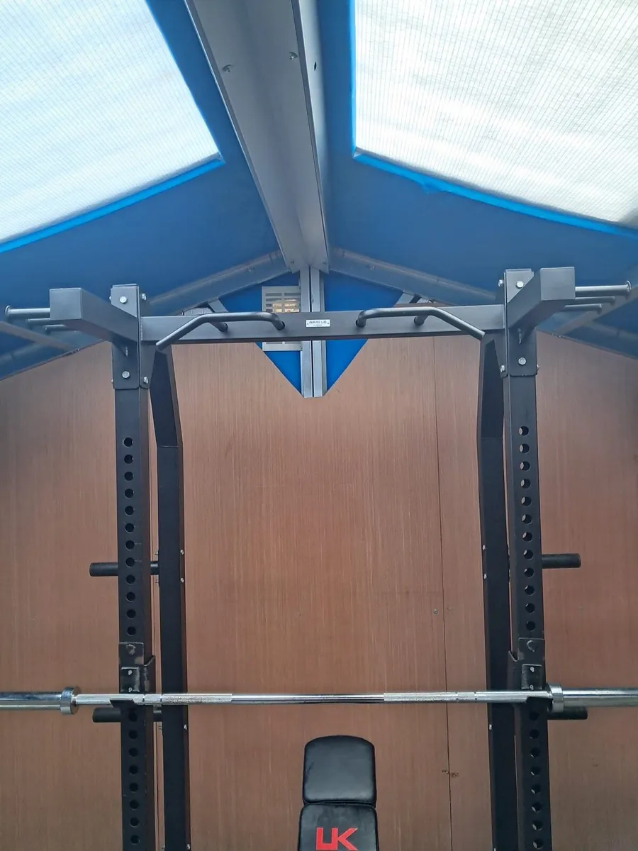 Gym squat rack , bench , Olympic barbell, weights - Image 2