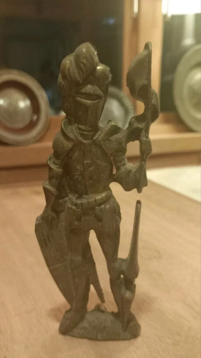 Brass door knocker, old, Medieval Knight, D18 - Image 1